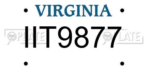 IIT9877 Virginia License Plate