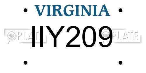IIY209 Virginia License Plate