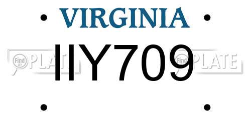 IIY709 Virginia License Plate
