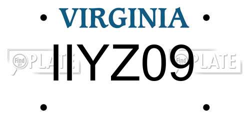 IIYZ09 Virginia License Plate