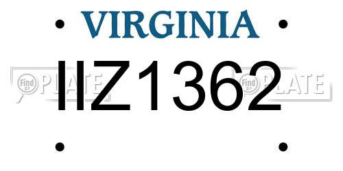 IIZ1362 Virginia License Plate