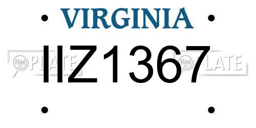 IIZ1367 Virginia License Plate