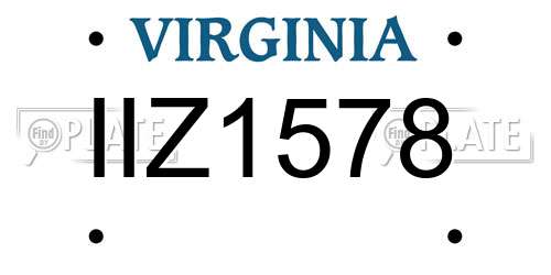 IIZ1578 Virginia License Plate
