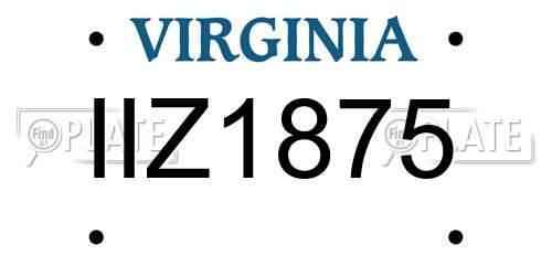 IIZ1875 Virginia License Plate