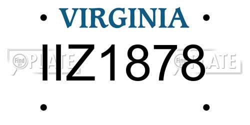 IIZ1878 Virginia License Plate