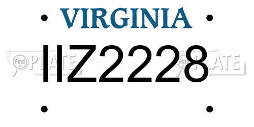 IIZ2228 Virginia License Plate