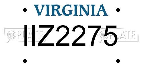IIZ2275 Virginia License Plate