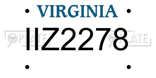 IIZ2278 Virginia License Plate