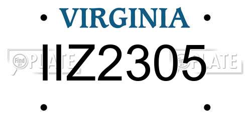 IIZ2305 Virginia License Plate