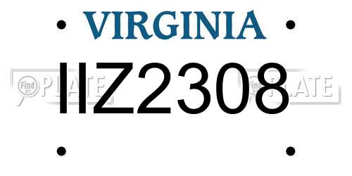 IIZ2308 Virginia License Plate