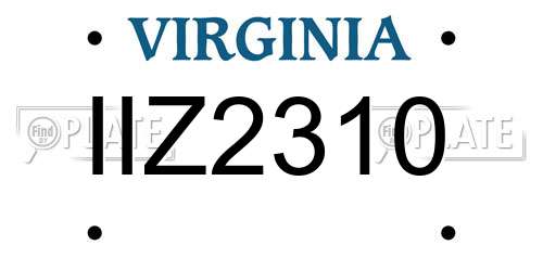 IIZ2310 Virginia License Plate