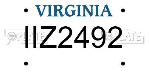 IIZ2492 Virginia License Plate