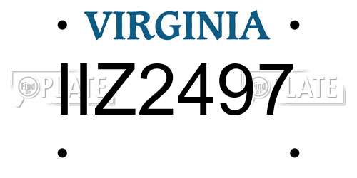 IIZ2497 Virginia License Plate