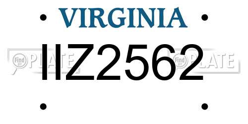 IIZ2562 Virginia License Plate