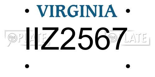 IIZ2567 Virginia License Plate