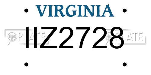 IIZ2728 Virginia License Plate