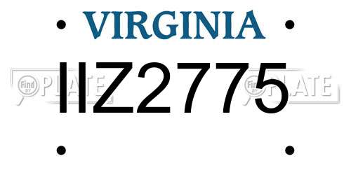 IIZ2775 Virginia License Plate
