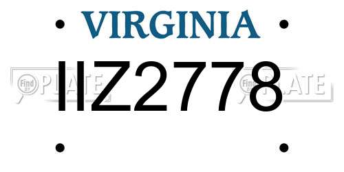 IIZ2778 Virginia License Plate