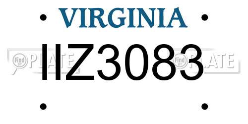 IIZ3083 Virginia License Plate