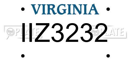 IIZ3232 Virginia License Plate