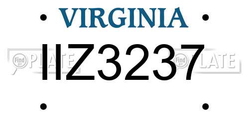 IIZ3237 Virginia License Plate