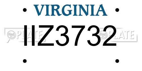 IIZ3732 Virginia License Plate