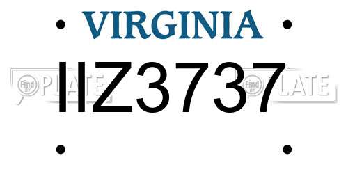 IIZ3737 Virginia License Plate