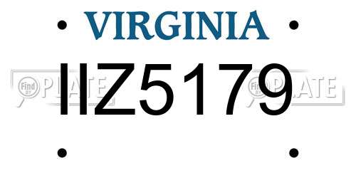 IIZ5179 Virginia License Plate