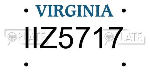 IIZ5717 Virginia License Plate