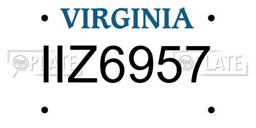 IIZ6957 Virginia License Plate