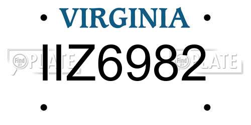 IIZ6982 Virginia License Plate