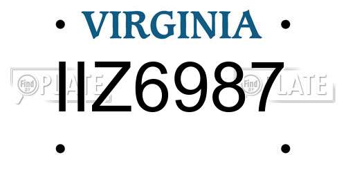 IIZ6987 Virginia License Plate