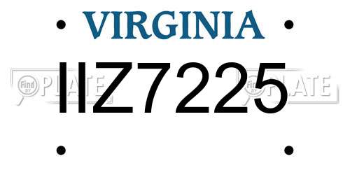 IIZ7225 Virginia License Plate