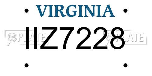 IIZ7228 Virginia License Plate