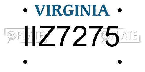 IIZ7275 Virginia License Plate