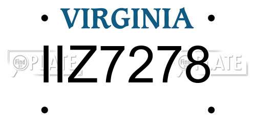 IIZ7278 Virginia License Plate