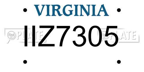 IIZ7305 Virginia License Plate
