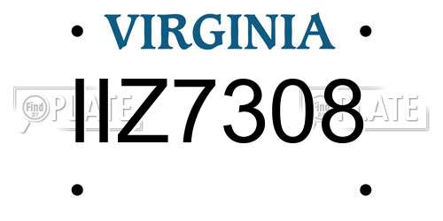 IIZ7308 Virginia License Plate