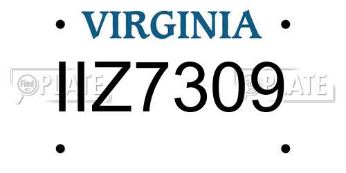 IIZ7309 Virginia License Plate