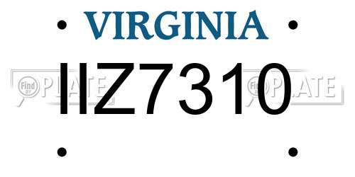 IIZ7310 Virginia License Plate