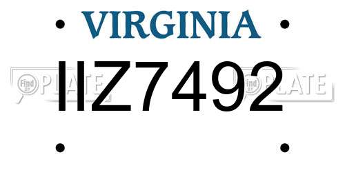 IIZ7492 Virginia License Plate