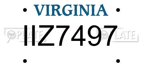 IIZ7497 Virginia License Plate