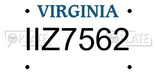 IIZ7562 Virginia License Plate