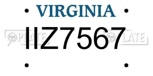 IIZ7567 Virginia License Plate