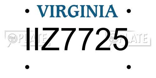 IIZ7725 Virginia License Plate