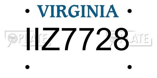 IIZ7728 Virginia License Plate
