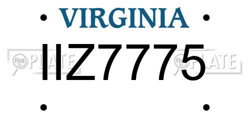 IIZ7775 Virginia License Plate
