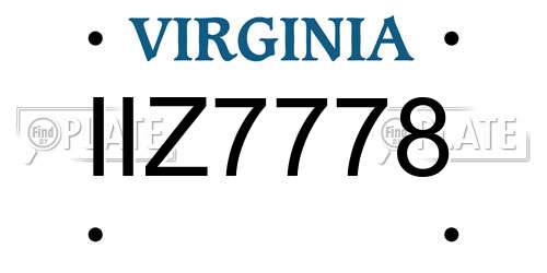 IIZ7778 Virginia License Plate