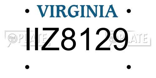 IIZ8129 Virginia License Plate