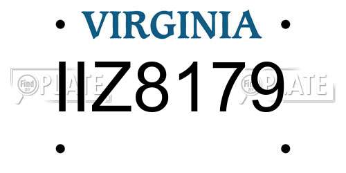 IIZ8179 Virginia License Plate